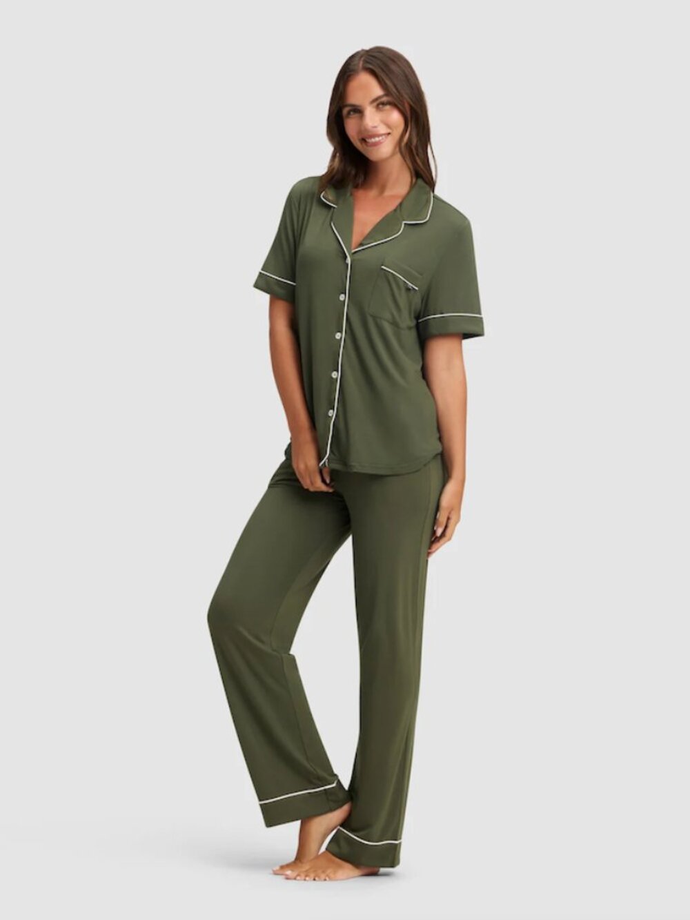 Cozy Earth Bamboo Pajama Set NEW with Tags, Size Medium, Color Olive Green NEW!!